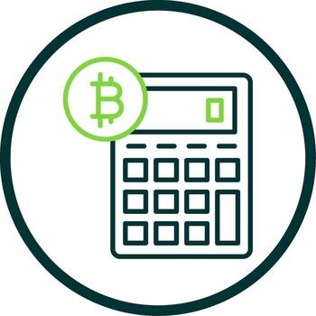 bitcoin calculadora línea circulo icono diseño vector