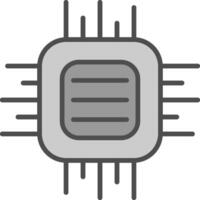 Cpu Line Filled Greyscale Icon Design vector