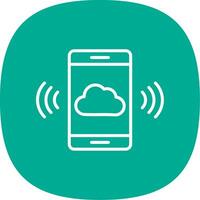 Mobile Cloud Line Curve Icon Design vector