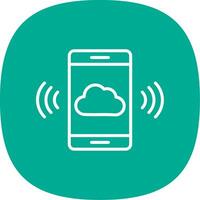 Mobile Cloud Line Curve Icon Design vector