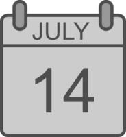 July Line Filled Greyscale Icon Design vector