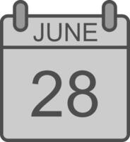 June Line Filled Greyscale Icon Design vector
