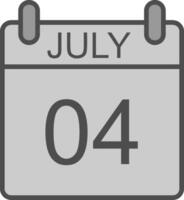 July Line Filled Greyscale Icon Design vector