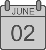 June Line Filled Greyscale Icon Design vector