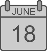 June Line Filled Greyscale Icon Design vector