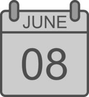 June Line Filled Greyscale Icon Design vector