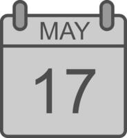 May Line Filled Greyscale Icon Design vector