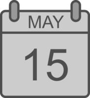 May Line Filled Greyscale Icon Design vector