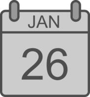 enero línea lleno escala de grises icono diseño vector