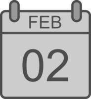 February Line Filled Greyscale Icon Design vector