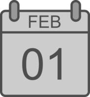 February Line Filled Greyscale Icon Design vector