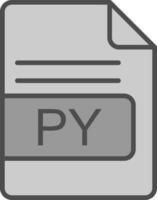 PY File Format Line Filled Greyscale Icon Design vector