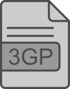 3GP File Format Line Filled Greyscale Icon Design vector