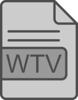 wtv archivo formato línea lleno escala de grises icono diseño vector