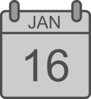 January Line Filled Greyscale Icon Design vector