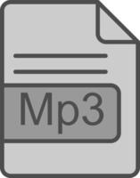 mp3 archivo formato línea lleno escala de grises icono diseño vector