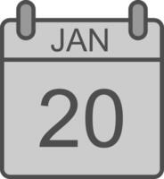 January Line Filled Greyscale Icon Design vector