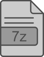 7z archivo formato línea lleno escala de grises icono diseño vector