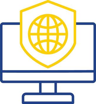 Security Computer Connect Line Two Colour Icon Design vector