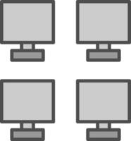 monitores línea lleno escala de grises icono diseño vector