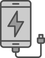 Charging Line Filled Greyscale Icon Design vector