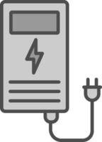 Electric Station Line Filled Greyscale Icon Design vector