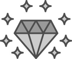 piedra preciosa línea lleno escala de grises icono diseño vector