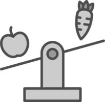 equilibrado dieta línea lleno escala de grises icono diseño vector