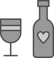 vino botella línea lleno escala de grises icono diseño vector