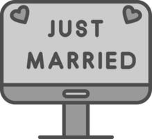 Just Married Line Filled Greyscale Icon Design vector