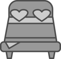 doble cama línea lleno escala de grises icono diseño vector