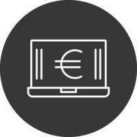 Euro Laptop Line Inverted Icon Design vector