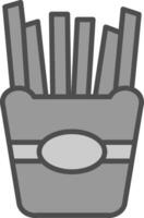 French Fries Line Filled Greyscale Icon Design vector