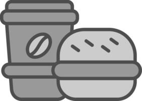 hamburguesa línea lleno escala de grises icono diseño vector
