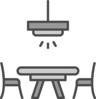 cena mesa línea lleno escala de grises icono diseño vector