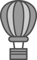 Hot Air Balloon Line Filled Greyscale Icon Design vector