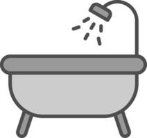 bañera línea lleno escala de grises icono diseño vector