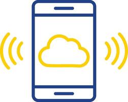 Mobile Cloud Line Two Colour Icon Design vector