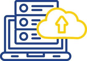 transferir datos línea dos color icono diseño vector