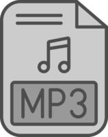 mp3 línea lleno escala de grises icono diseño vector