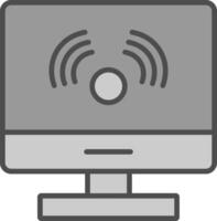 Computer Line Filled Greyscale Icon Design vector