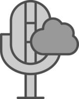 nube línea lleno escala de grises icono diseño vector