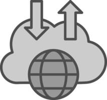 Cloud Line Filled Greyscale Icon Design vector