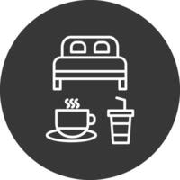 cama y desayuno línea invertido icono diseño vector