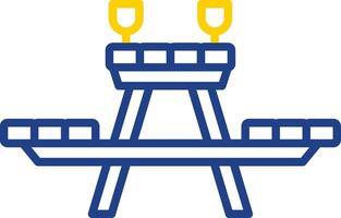 Picnic Table Line Two Colour Icon Design vector