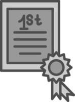 certificado línea lleno escala de grises icono diseño vector