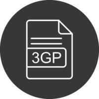 3gp archivo formato línea invertido icono diseño vector