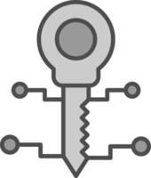 llave línea lleno escala de grises icono diseño vector