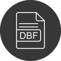 dbf archivo formato línea invertido icono diseño vector