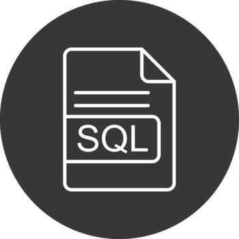 sql archivo formato línea invertido icono diseño vector